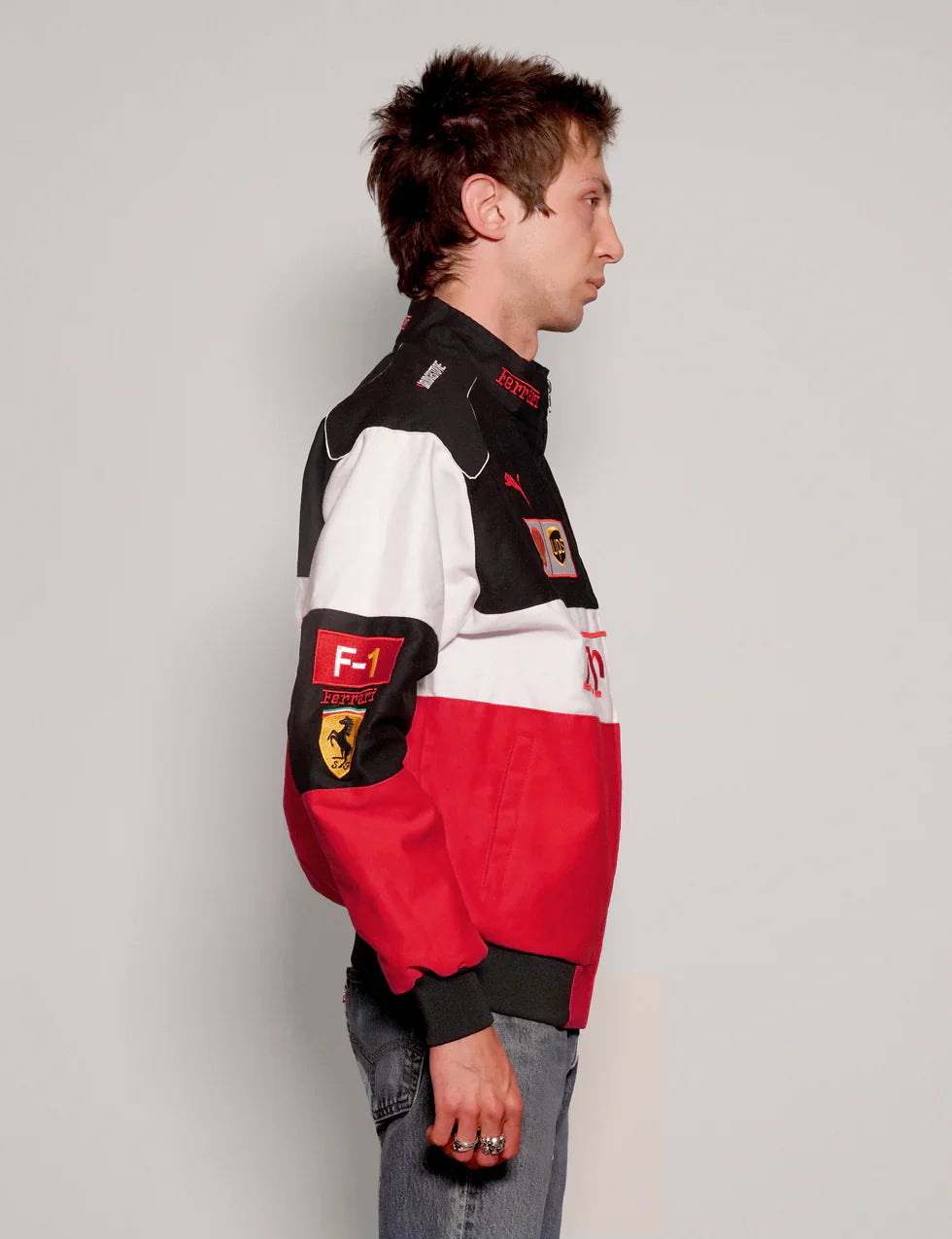 GLOID Ferrari Style Tri-Color Jacket – High-Speed Streetwear