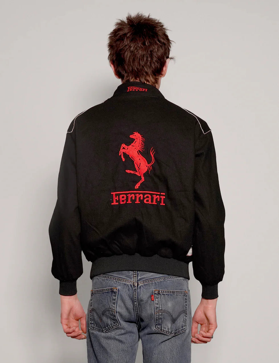 GLOID Black Ferrari Racing Jacket – Luxury Motorsport-Inspired Streetwear