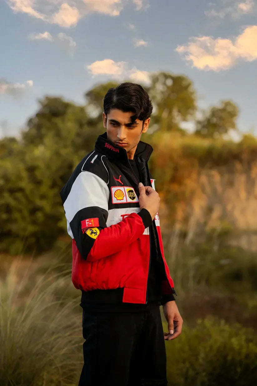 GLOID Tri-Color Ferrari Racing Jacket – Premium Motorsport Streetwear