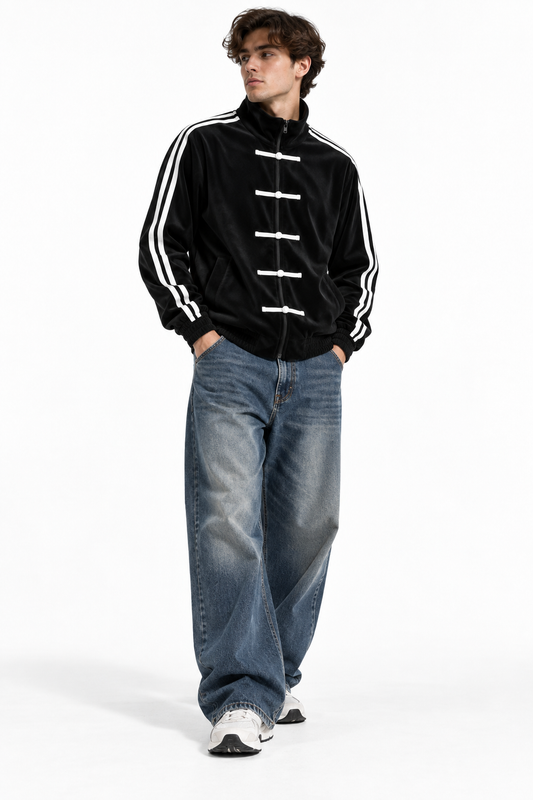 gloid CNY-Inspired Premium Black Suede Streetwear Jacket