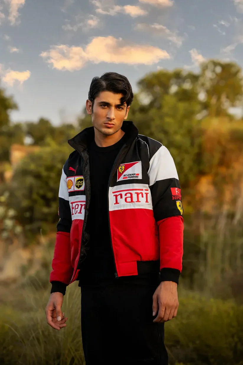 GLOID Tri-Color Ferrari Racing Jacket – Premium Motorsport Streetwear