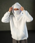GLOID White Balaclava Hoodie – Streetwear Masked Pullover for Men & Women