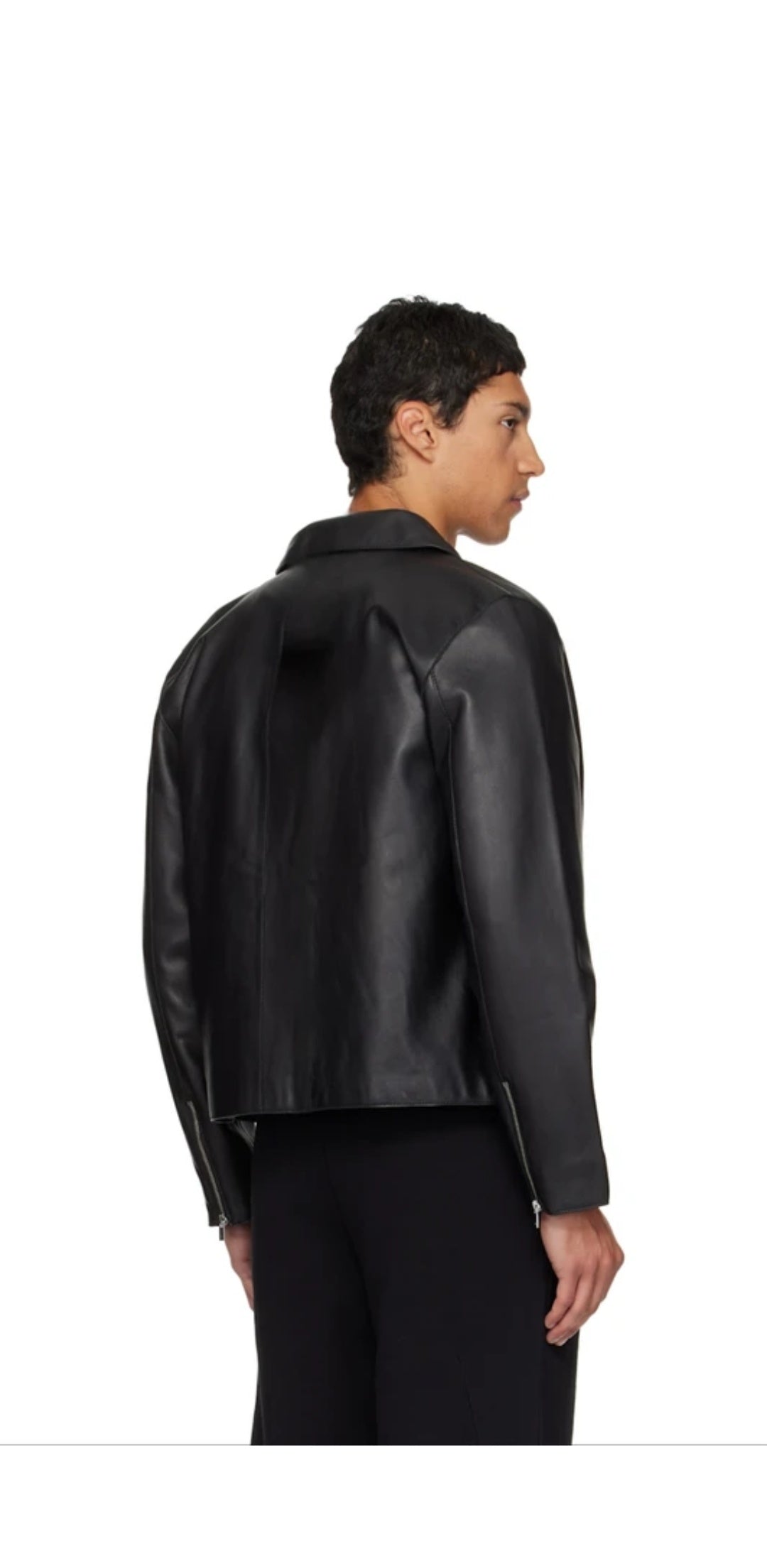 Gloid men's black vegan leather jacket back view – relaxed boxy fit