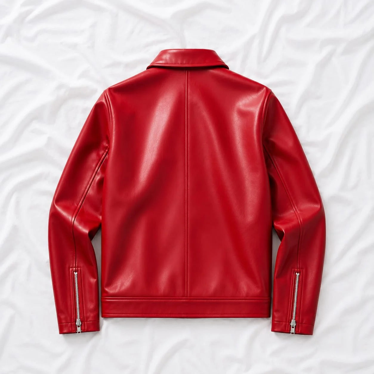 GLOID Fireman Metal Clasp Faux Leather Jacket – Red Boxy Fit