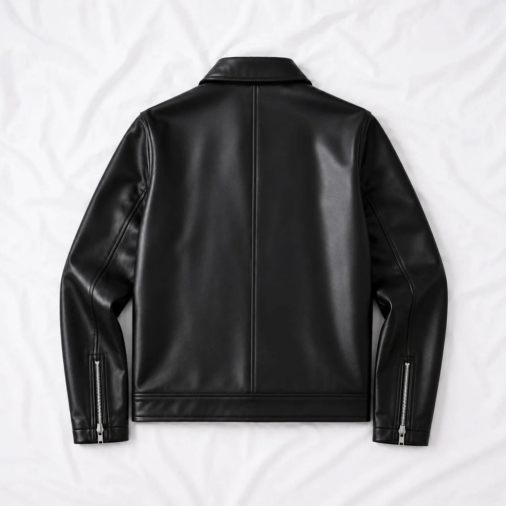 GLOID Fireman Metal Clasp Faux Leather Jacket – Black Boxy Fit