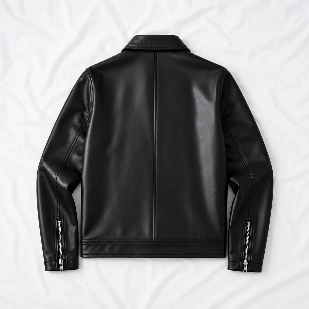 GLOID Fireman Metal Clasp Faux Leather Jacket – Black Boxy Fit