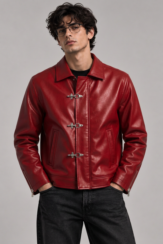 Red jacket front pose