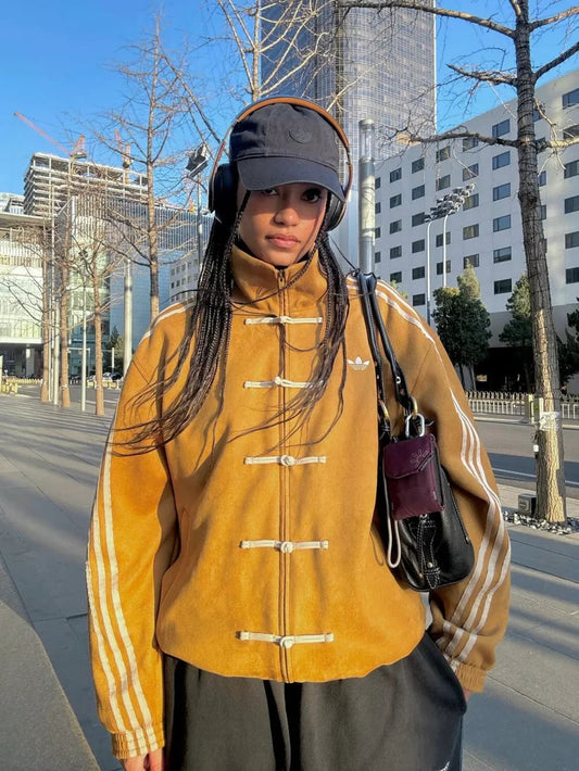 GLOID Mustard Yellow CNY Jacket – Oversized Korean Streetwear