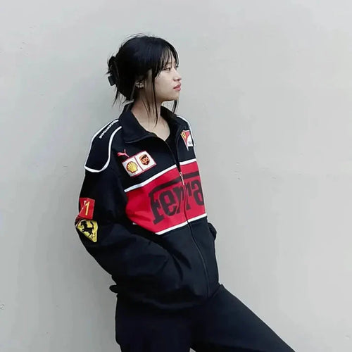 Black Ferrari Racing Jacket – GLOID Street Performance Edition