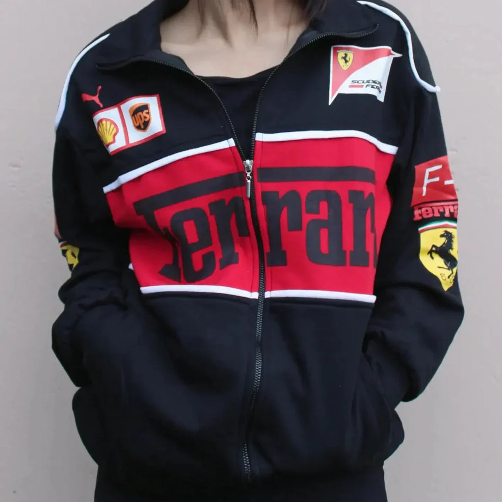 Black Ferrari Racing Jacket – GLOID Street Performance Edition