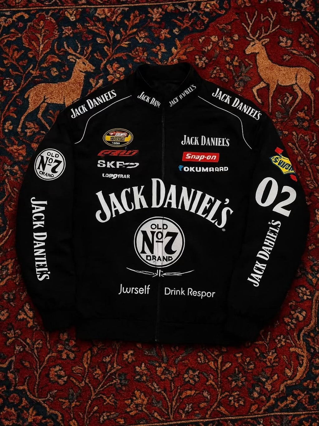 Jack Daniel's Racing Bomber Jacket | Oversized Black Streetwear Jacket