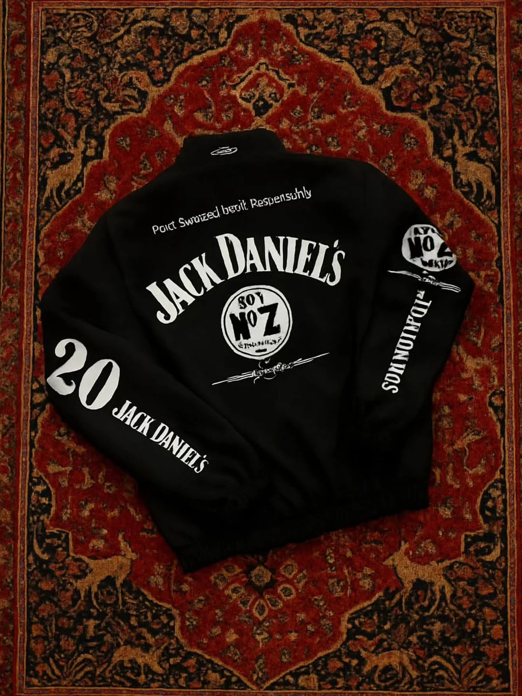 Jack Daniel's Racing Bomber Jacket | Oversized Black Streetwear Jacket