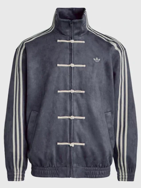 gloid Striped Button Chinese Jacket – Modern Harajuku Fusion (Grey)