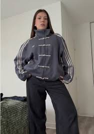 gloid Striped Button Chinese Jacket – Modern Harajuku Fusion (Grey)