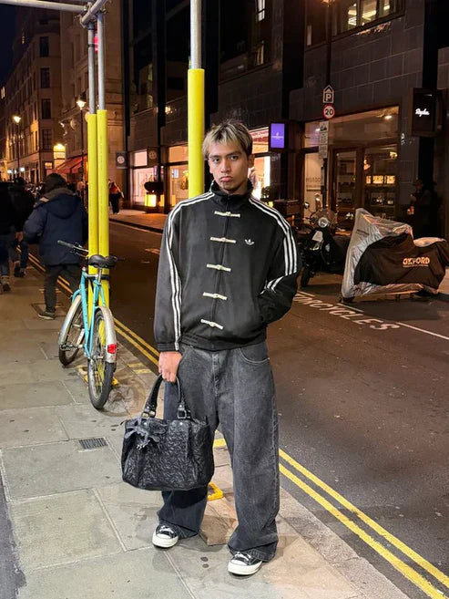 gloid CNY-Inspired Premium Black Suede Streetwear Jacket